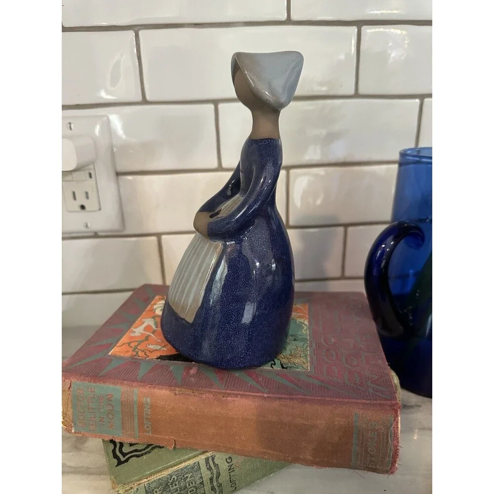 Swedish JIE Gantofta Pottery Flower Girl Figural Bud Vase Vintage 7 1/2